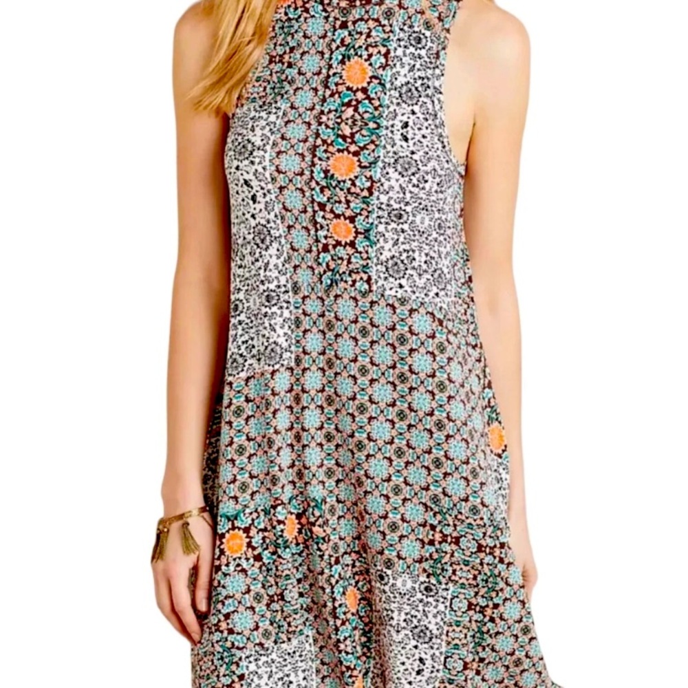 Anthropologie Maeve Lilt swing tank dress coral floral women's size small